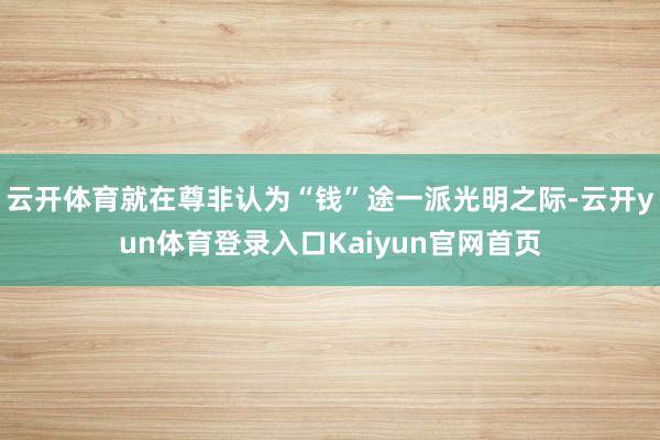 云开体育就在尊非认为“钱”途一派光明之际-云开yun体育登录入口Kaiyun官网首页